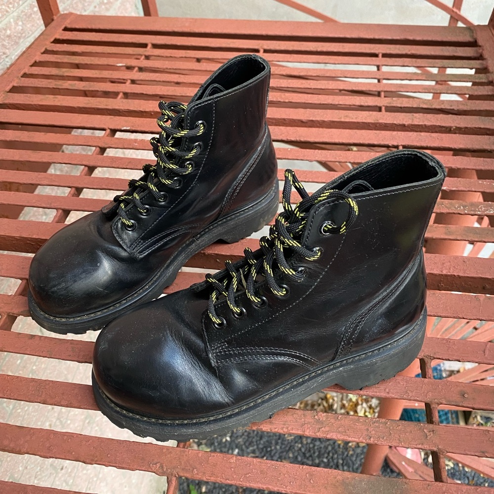 Black Leather Combat Boots